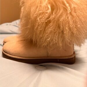 UGG Fluffy Shearling Boots in Cream